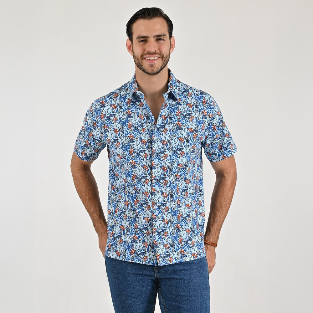 Camisa casual Yale Regular Fir Manga corta 7842 Azul Cielo