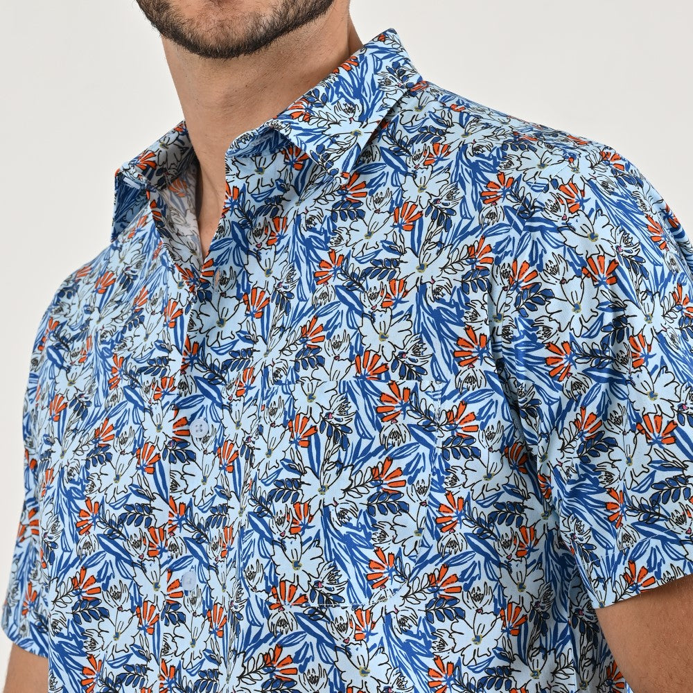 Camisa casual Yale Regular Fir Manga corta 7842 Azul Cielo