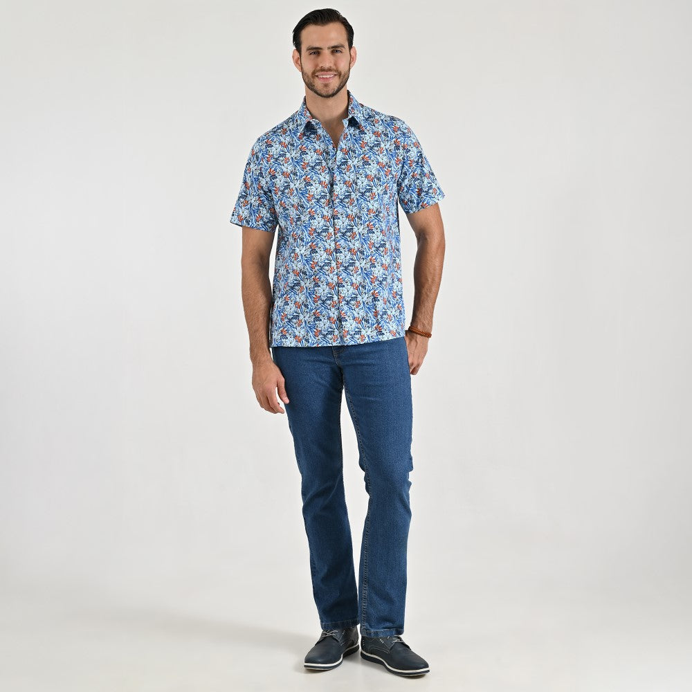 Camisa casual Yale Regular Fir Manga corta 7842 Azul Cielo