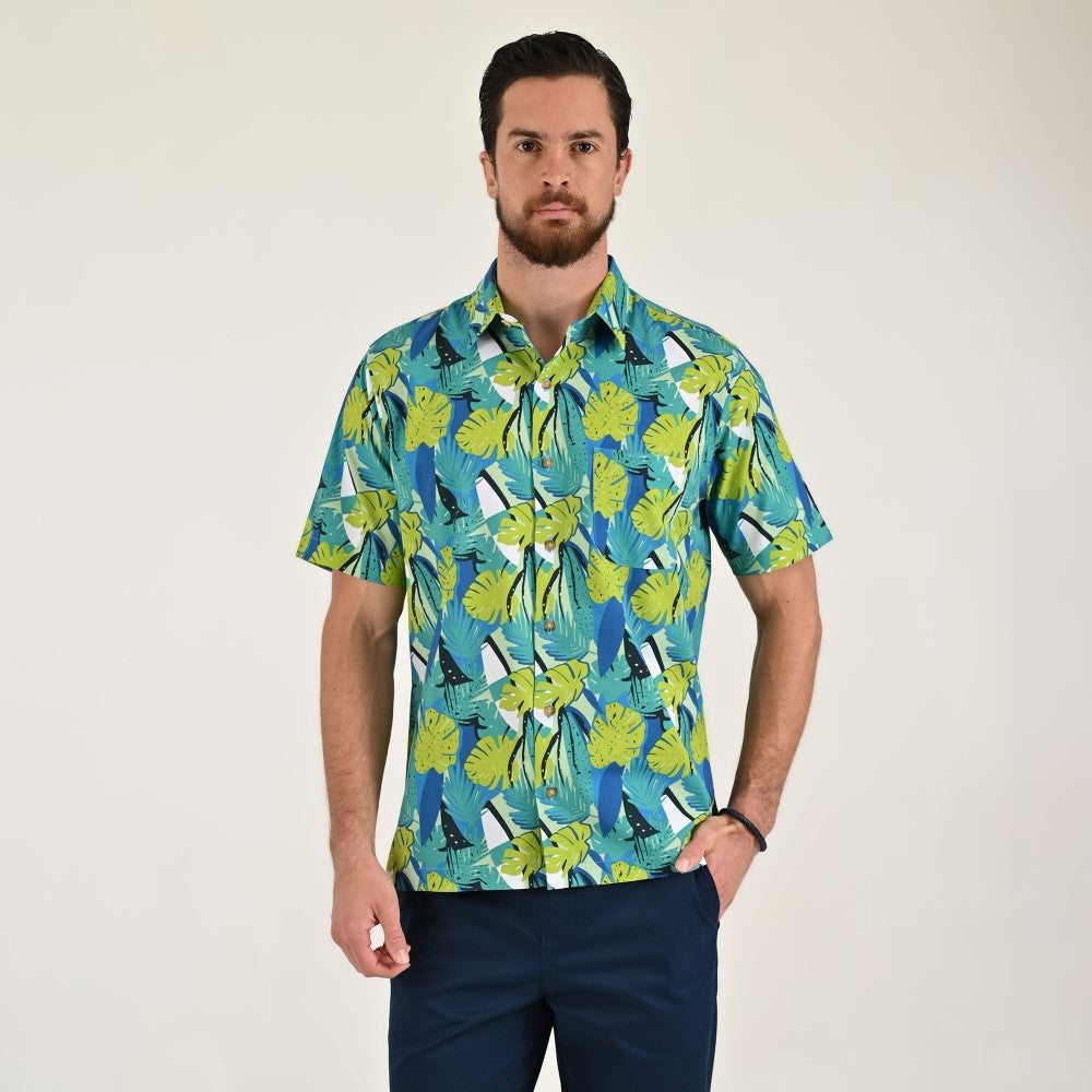 Camisa casual Yale Regular Fit Manga corta 7844 Verde