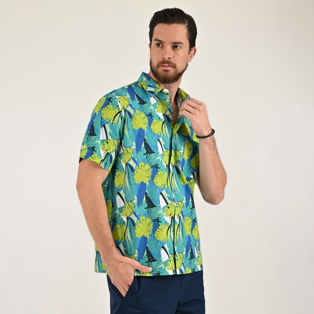 Camisa casual Yale Regular Fit Manga corta 7844 Verde