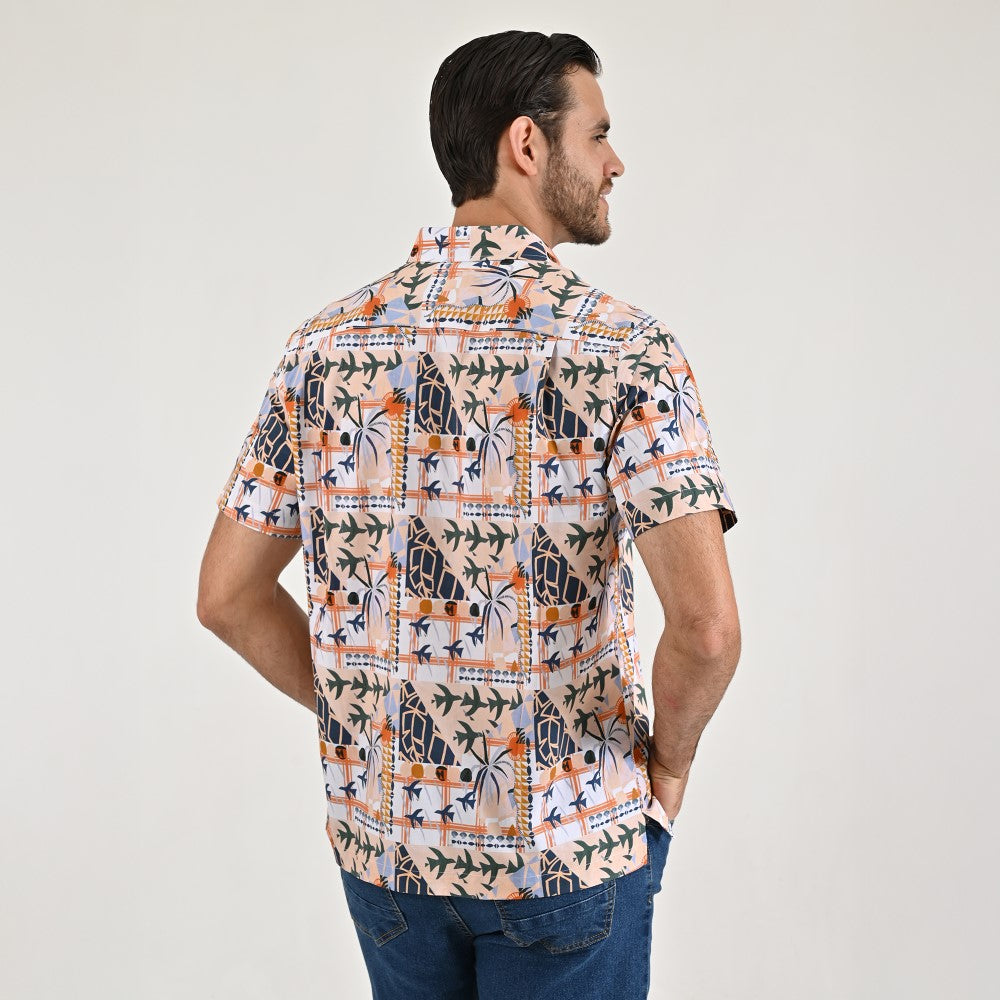 Camisa casual Yale Regular Fit Manga corta 7846 Beige