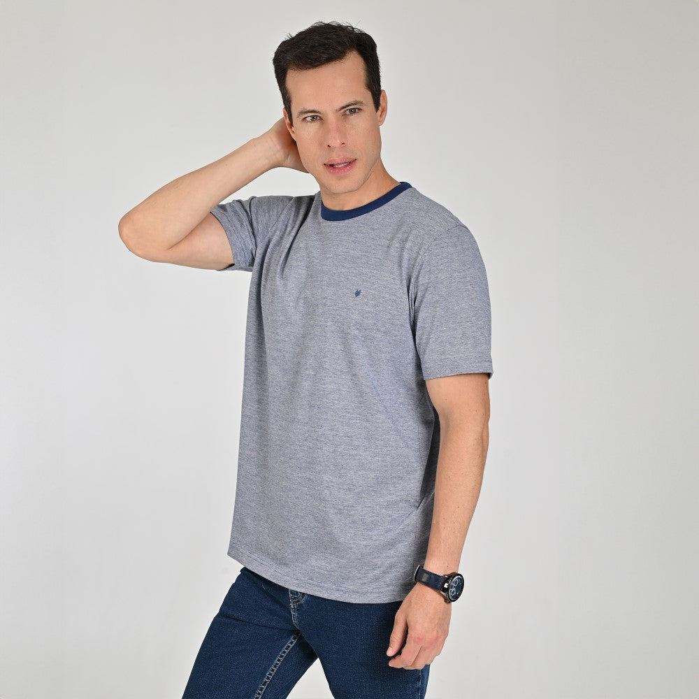 Playera Cuello Redondo Para Caballero Manga Corta Regular Fit 0873 Azul Marino