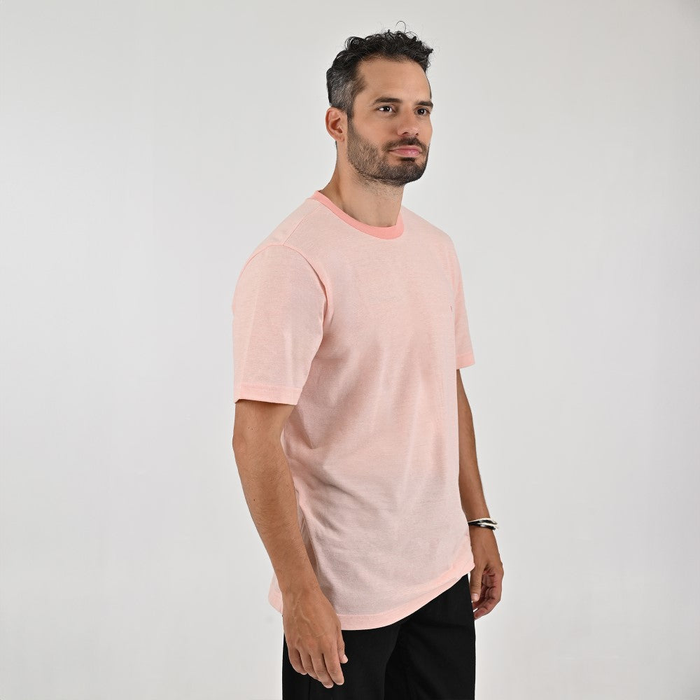 Playera Cuello Redondo Para Caballero Manga Corta Regular Fit 0873 Rosa