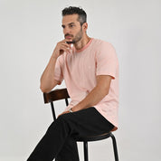 Playera Cuello Redondo Para Caballero Manga Corta Regular Fit 0873 Rosa