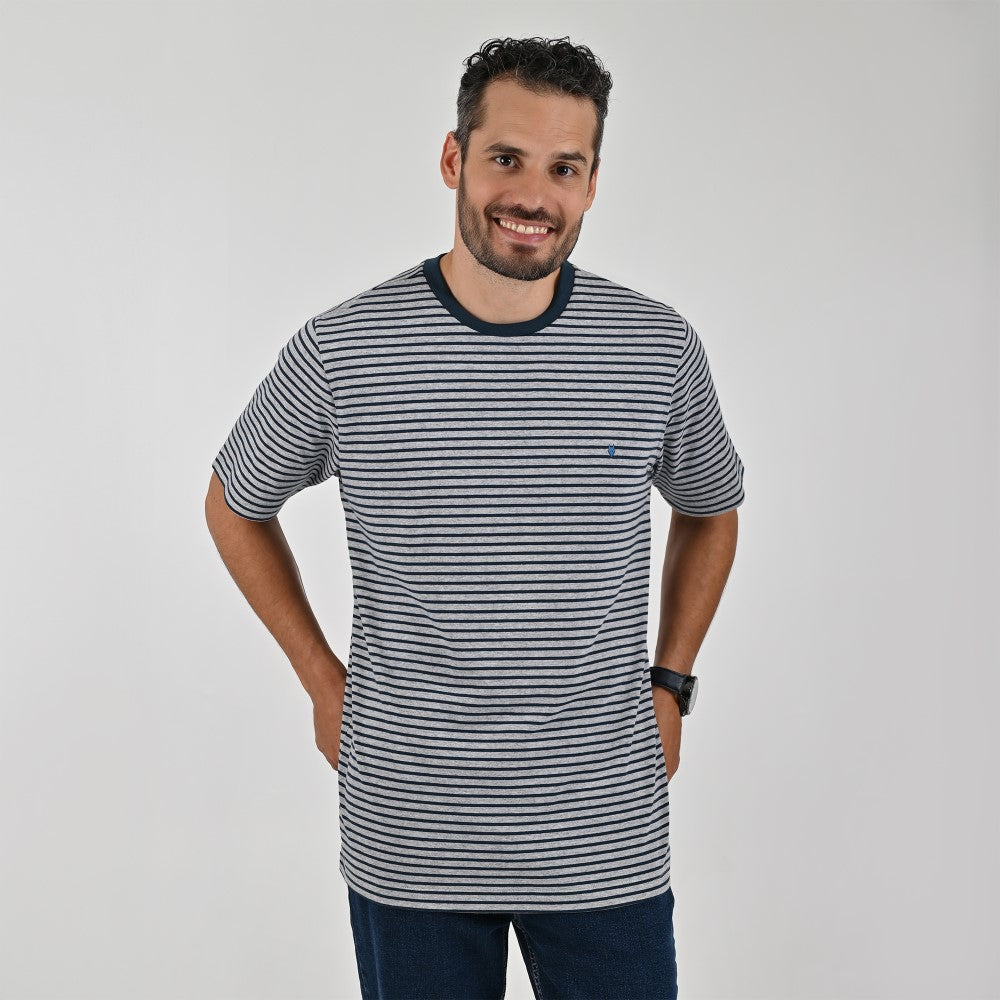 Playera Cuello Redondo Para Caballero Manga Corta Regular Fit 6934 Azul Plumbago