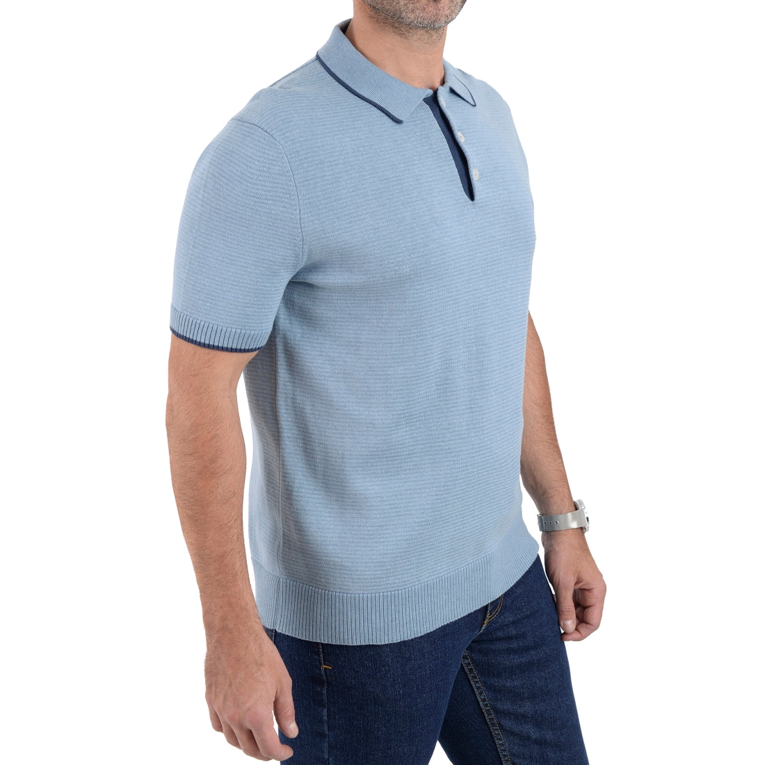 Playera tipo polo Yale Manga Corta Regular Fit 7216 Azul