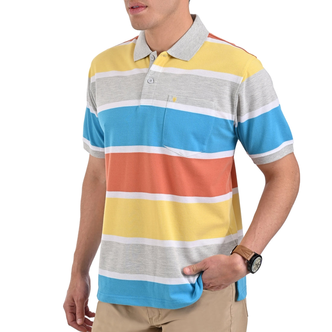 Playera Tipo Polo Yale Manga Corta Regular Fit Rayas 7240