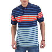 Playera Tipo Polo Yale Manga Corta Regular Fit Rayas 7248 Azul Marino