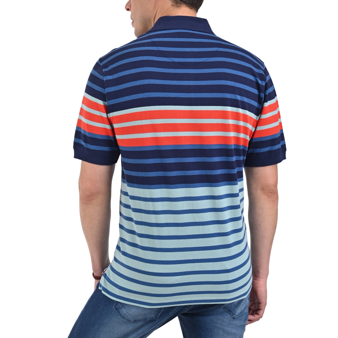 Playera Tipo Polo Yale Manga Corta Regular Fit Rayas 7248 Azul Marino