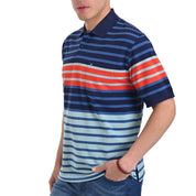 Playera Tipo Polo Yale Manga Corta Regular Fit Rayas 7248 Azul Marino