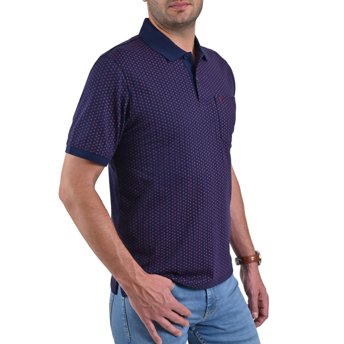 Playera Tipo Polo Yale Manga Corta Regular Fit Rayas 7253 Azul Marino