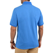 Playera Tipo Polo Yale Manga Corta Regular Fit Rayas 7253 Azul Medio