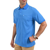 Playera Tipo Polo Yale Manga Corta Regular Fit Rayas 7253 Azul Medio