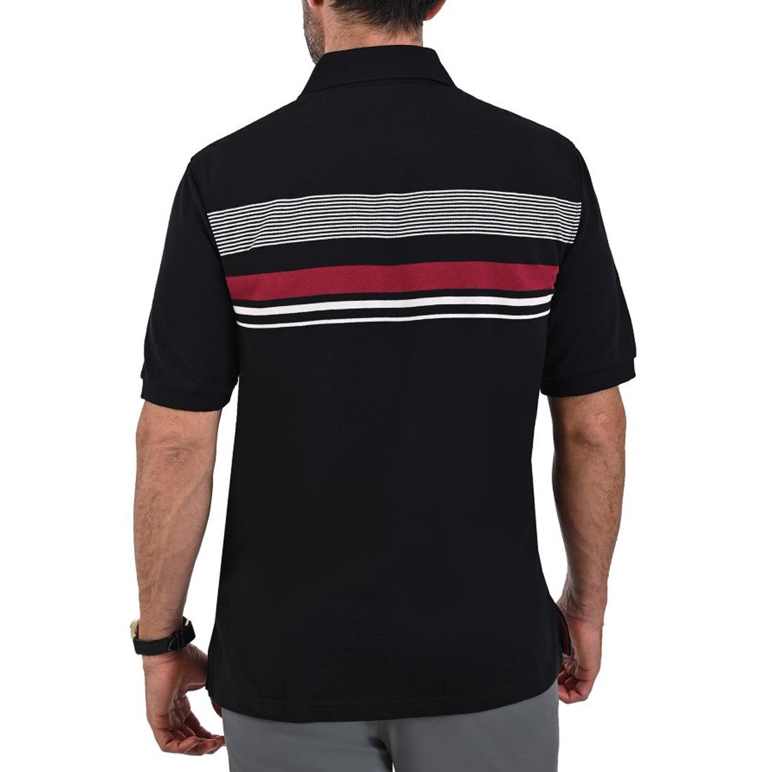 Playera Tipo Polo Yale Manga Corta Regular Fit Rayas 7259 Negra