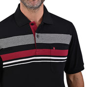 Playera Tipo Polo Yale Manga Corta Regular Fit Rayas 7259 Negra