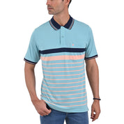 Playera Tipo Polo Yale Manga Corta Regular Fit Rayas 7281 Azul