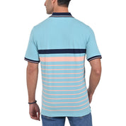 Playera Tipo Polo Yale Manga Corta Regular Fit Rayas 7281 Azul