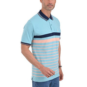 Playera Tipo Polo Yale Manga Corta Regular Fit Rayas 7281 Azul