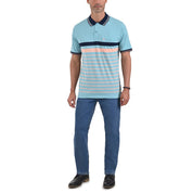 Playera Tipo Polo Yale Manga Corta Regular Fit Rayas 7281 Azul