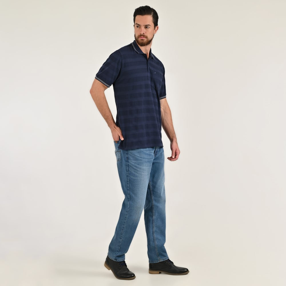 Playera Yale Regular Fit Tipo polo 7555 Azul marino