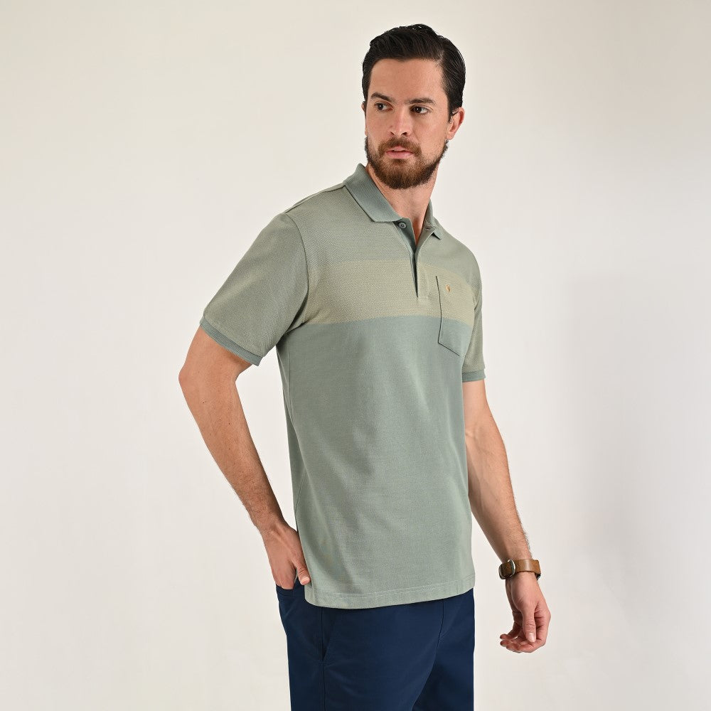 Playera Yale Regular Fit Tipo polo 7570 Verde Cemento