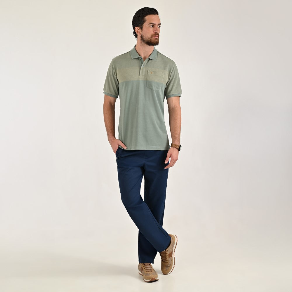 Playera Yale Regular Fit Tipo polo 7570 Verde Cemento