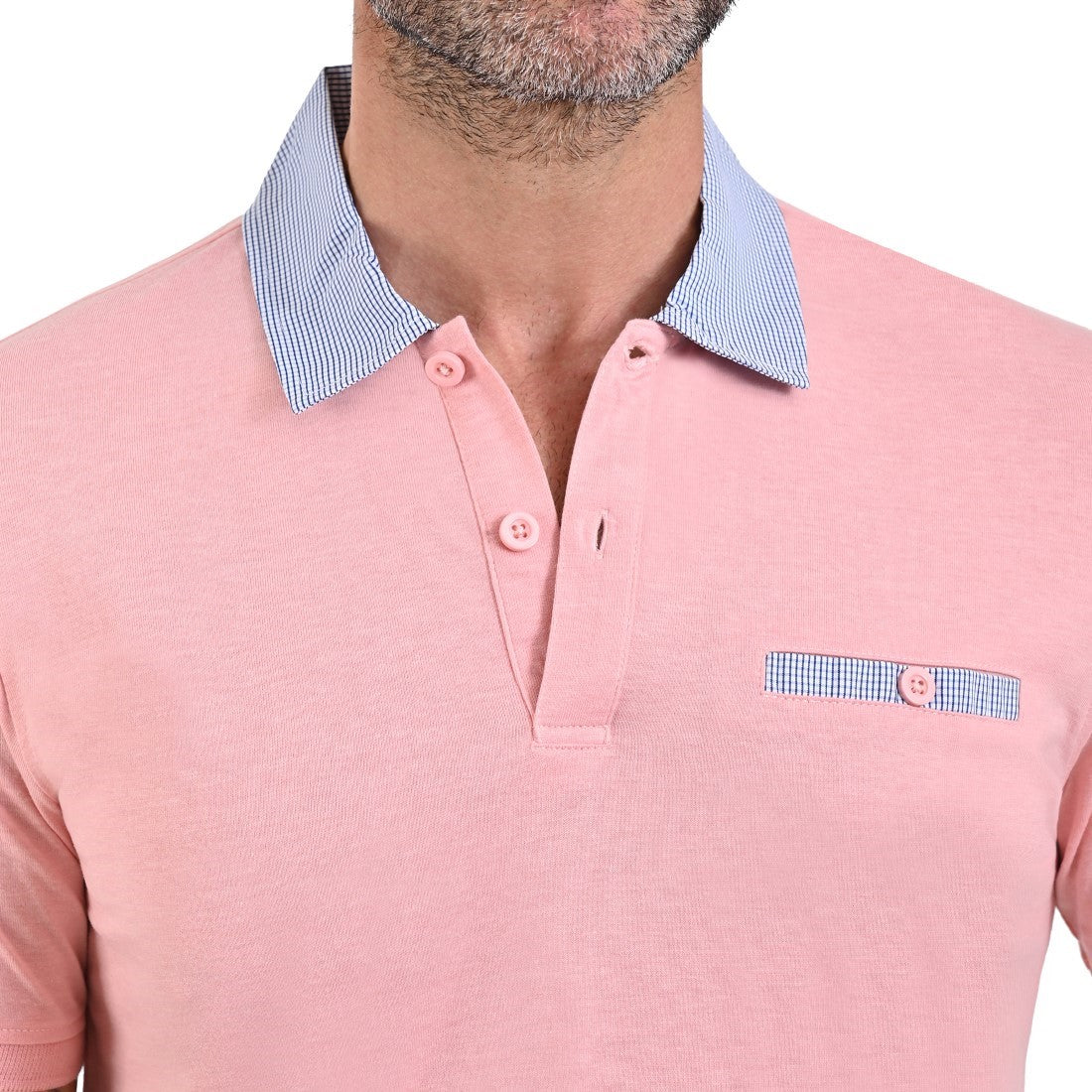 Playera Tipo Polo Yale Manga Corta Slim Fit 7264 Rosa Pálido