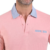 Playera Tipo Polo Yale Manga Corta Slim Fit 7264 Rosa Pálido