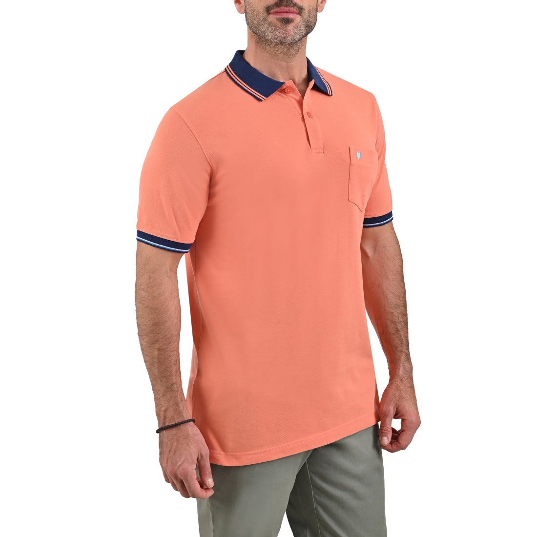 Playera Tipo Polo Yale Manga Corta Lisa Slim Fit Fit 7273