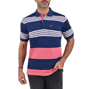 Playera Yale Tipo Polo Manga Corta  Slim Fit Franjas Rosas 7275
