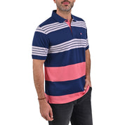 Playera Yale Tipo Polo Manga Corta  Slim Fit Franjas Rosas 7275
