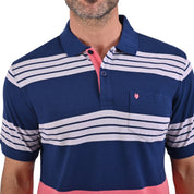Playera Yale Tipo Polo Manga Corta  Slim Fit Franjas Rosas 7275
