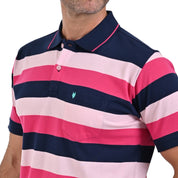 Playera Tipo Polo Yale Manga Corta  Slim Fit Fit 7302 Magenta