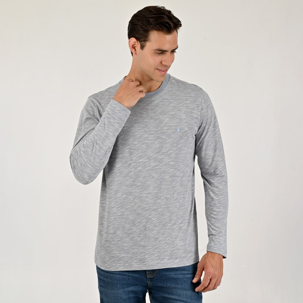 Playera Cuello Redondo Para Caballero Manga Larga Regular Fit 7085 Azul