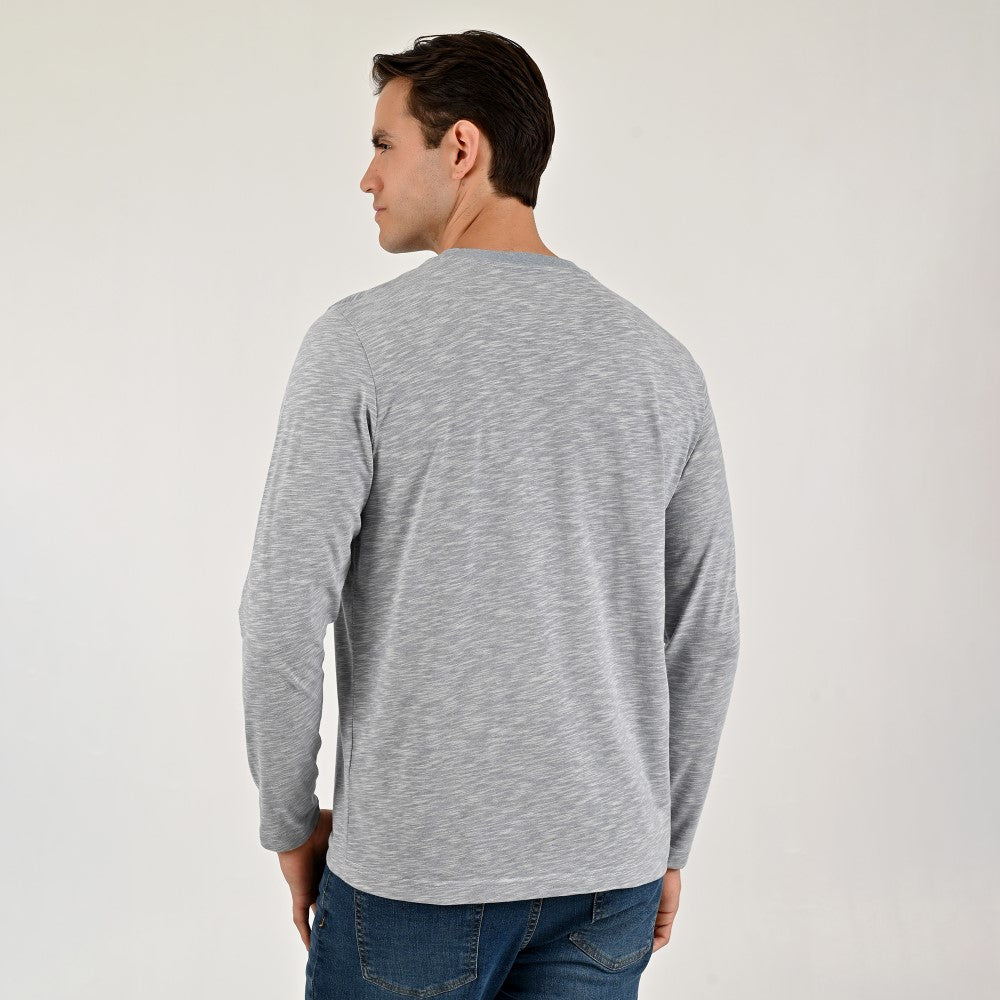 Playera Cuello Redondo Para Caballero Manga Larga Regular Fit 7085 Azul