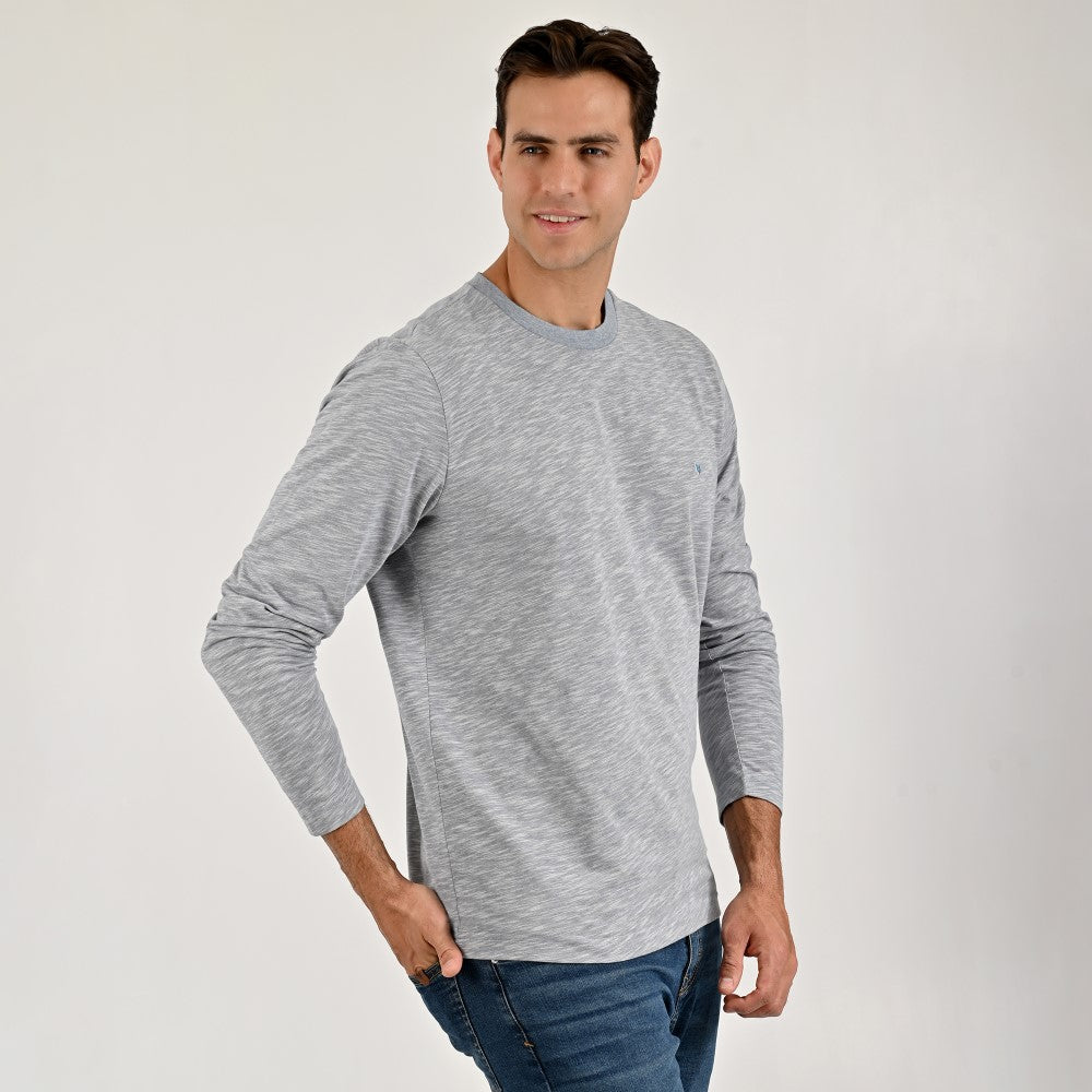 Playera Cuello Redondo Para Caballero Manga Larga Regular Fit 7085 Azul