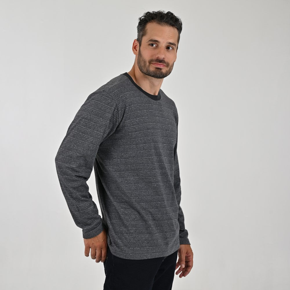 Playera Cuello Redondo Para Caballero Manga Larga Regular Fit 7090 Negro