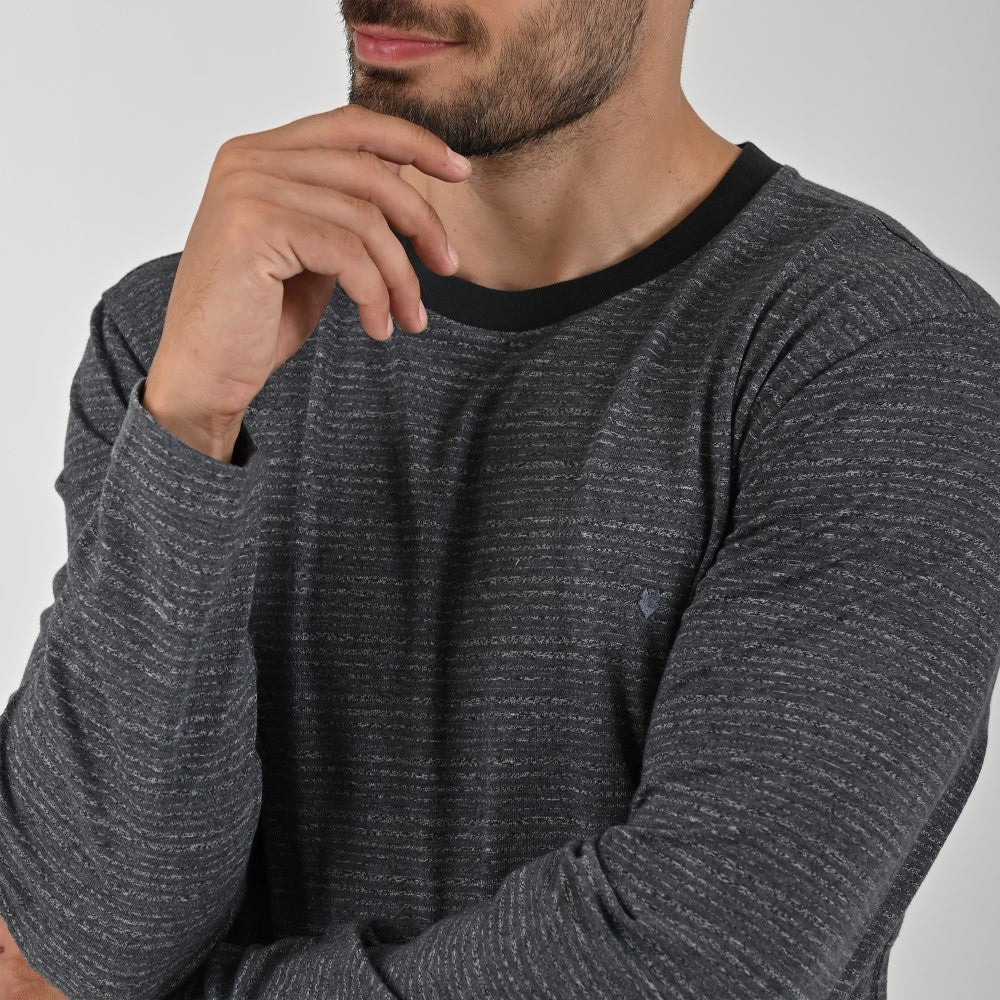 Playera Cuello Redondo Para Caballero Manga Larga Regular Fit 7090 Negro