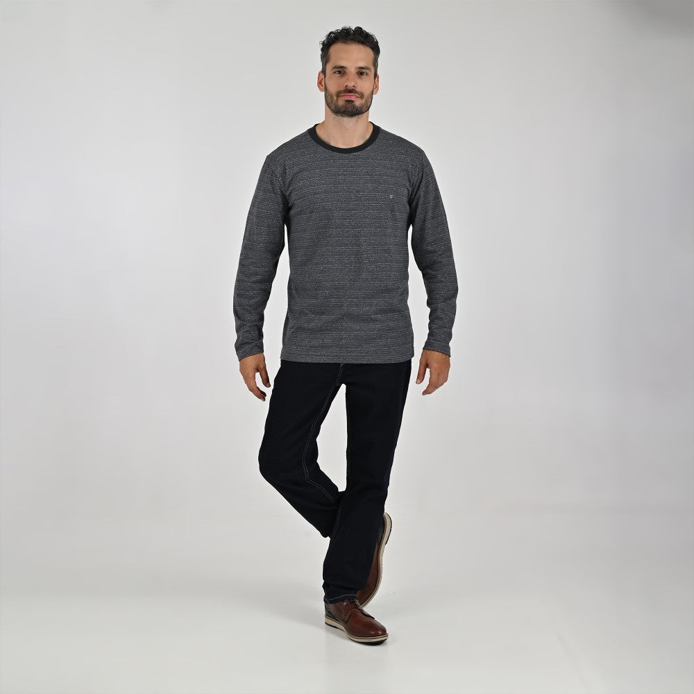 Playera Cuello Redondo Para Caballero Manga Larga Regular Fit 7090 Negro