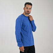 Playera Cuello Redondo Para Caballero Manga Larga Regular Fit 7090 Azul Zafiro