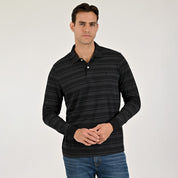 Playera Tipo Polo Para Caballero Manga Larga Regular Fit 6935 Negro