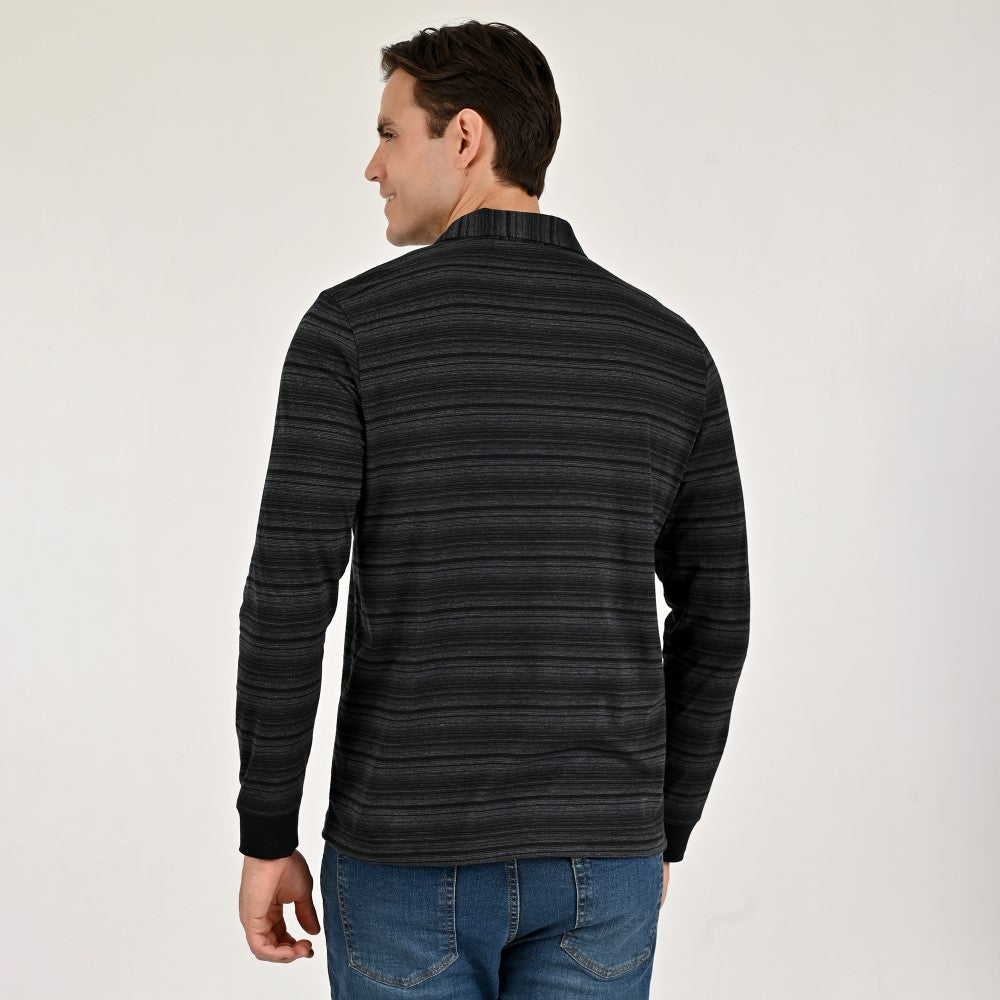 Playera Tipo Polo Para Caballero Manga Larga Regular Fit 6935 Negro