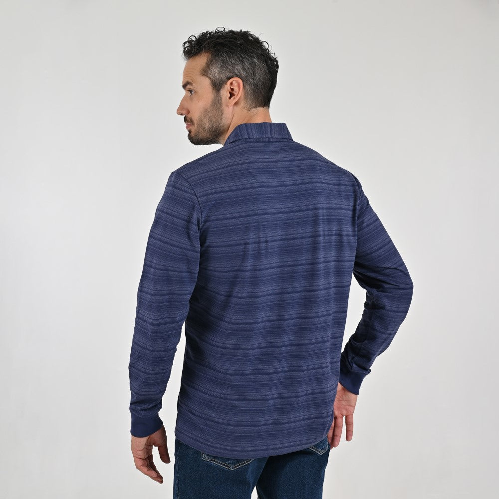 Playera Tipo Polo Para Caballero Manga Larga Regular Fit 6935 Azul Marino