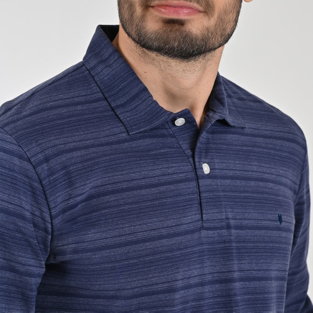 Playera Tipo Polo Para Caballero Manga Larga Regular Fit 6935 Azul Marino
