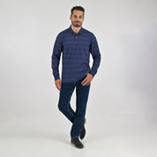 Playera Tipo Polo Para Caballero Manga Larga Regular Fit 6935 Azul Marino