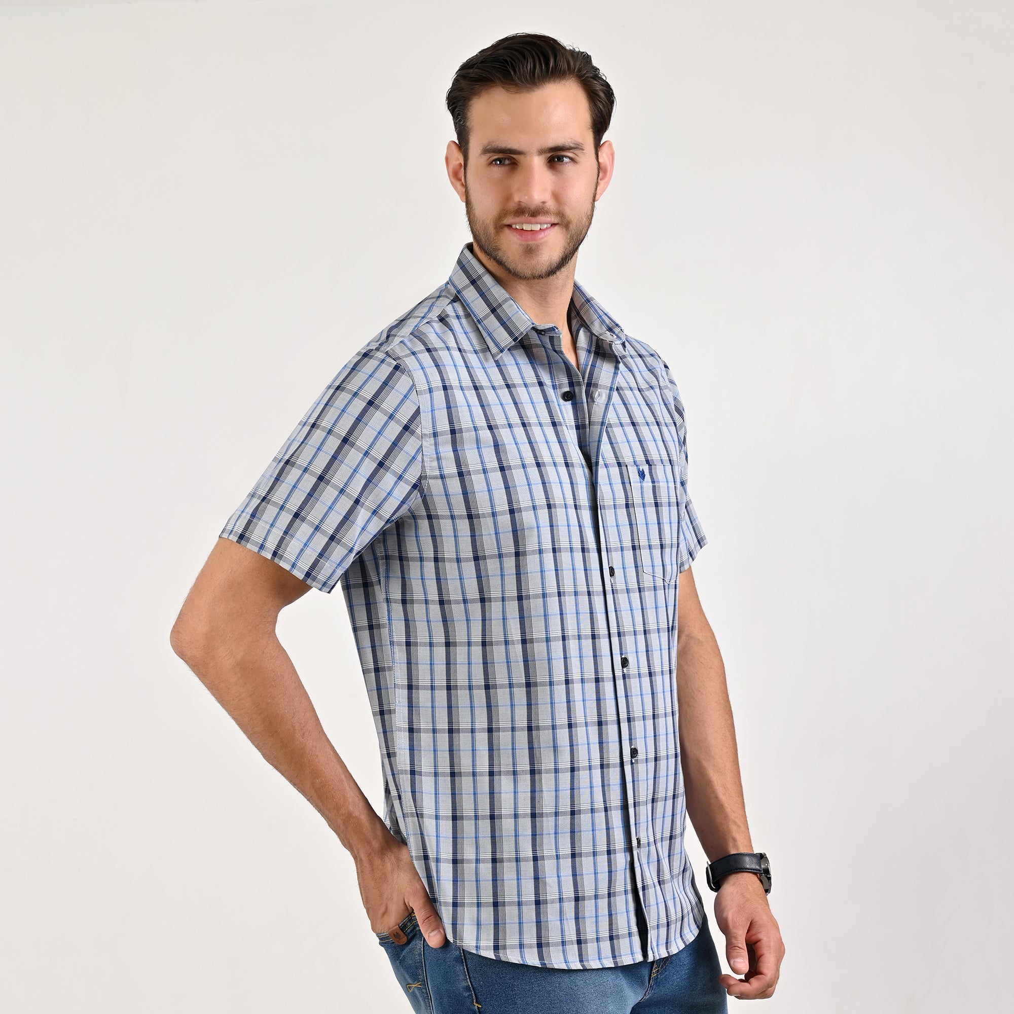 Camisa Yale Para Caballero Manga Corta Regular Fit 5466 Marino
