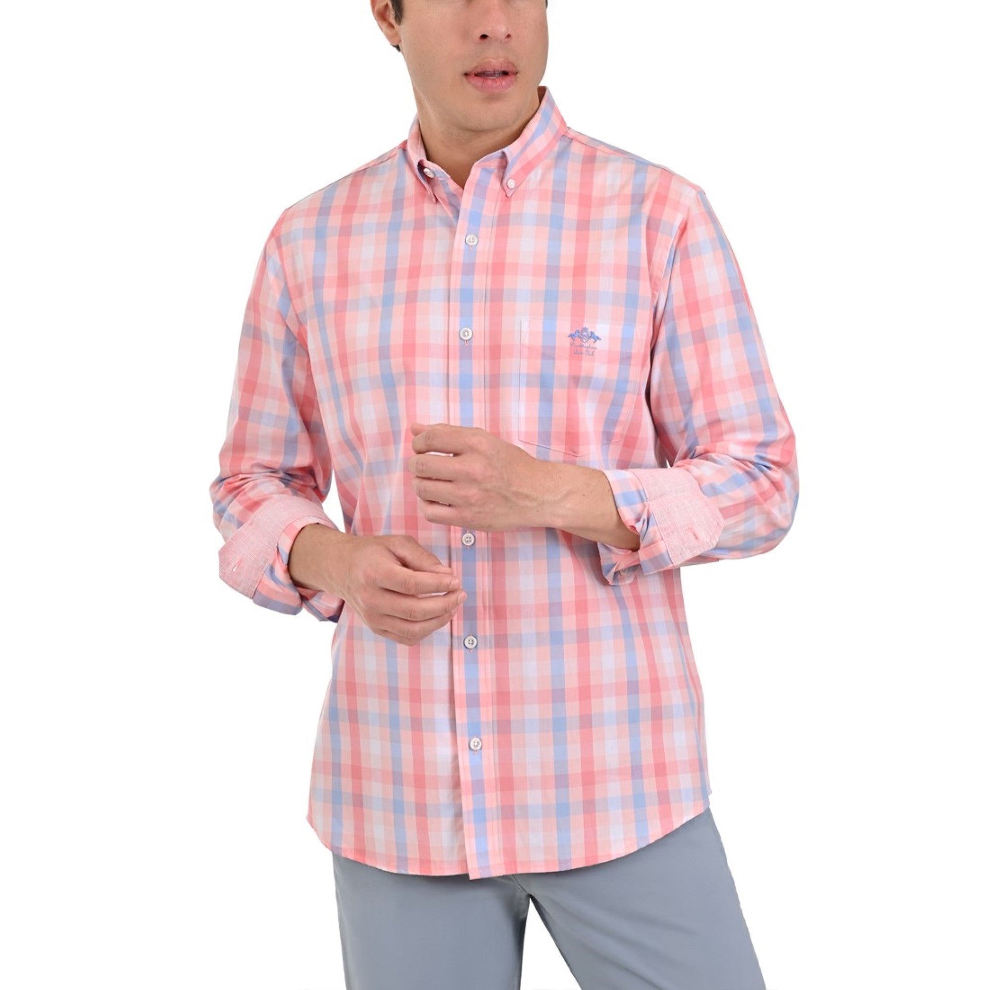 Camisa Buckingham Regular Fit Botón Oculto 3703