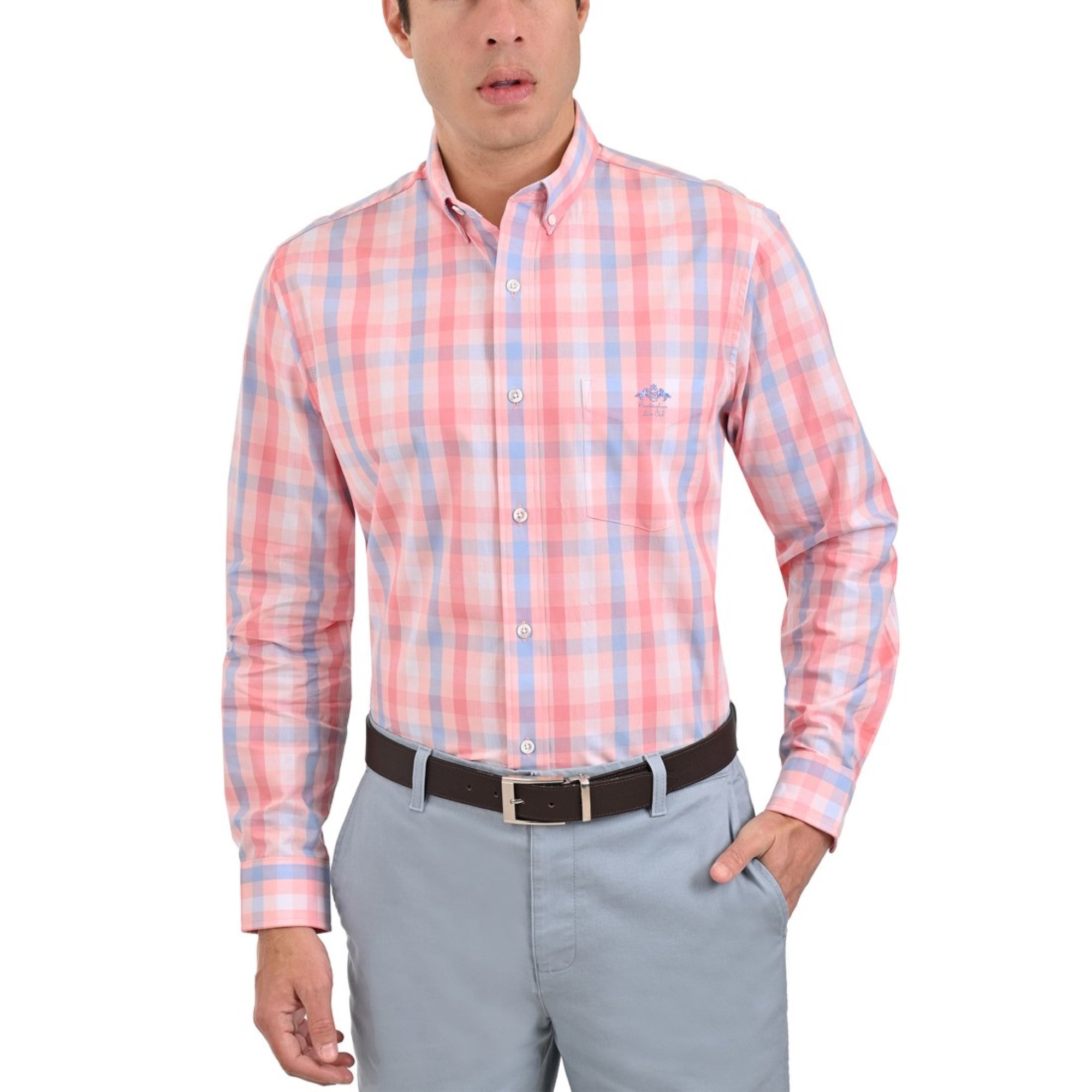 Camisa Buckingham Regular Fit Botón Oculto 3703