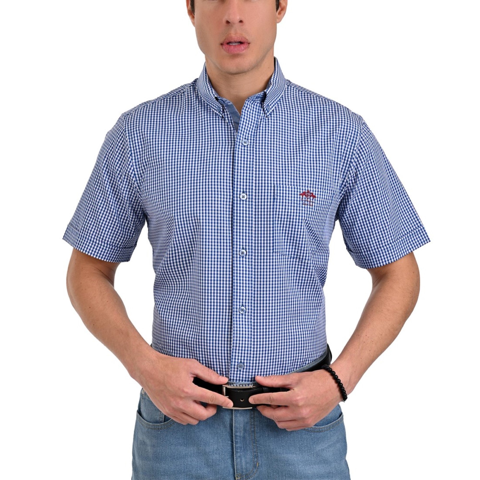 Camisa Buckingham Regular Fit Manga Corta 3701